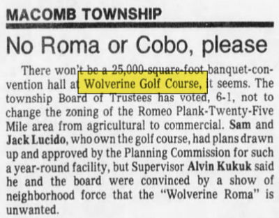 Wolverine Golf Club - Feb 20 1986 Article